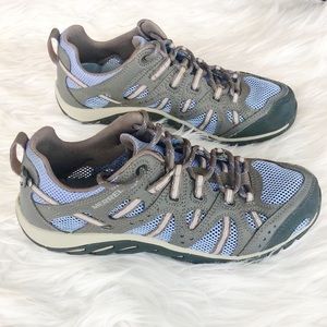 Merrell cloud blue and gray hiking camping trail sneakers